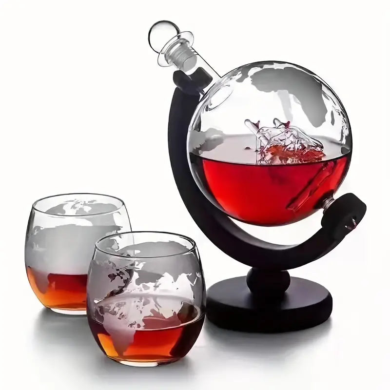 30oz Whiskey Decanter Globe Set With 2 Whiskey Glasses 5oz