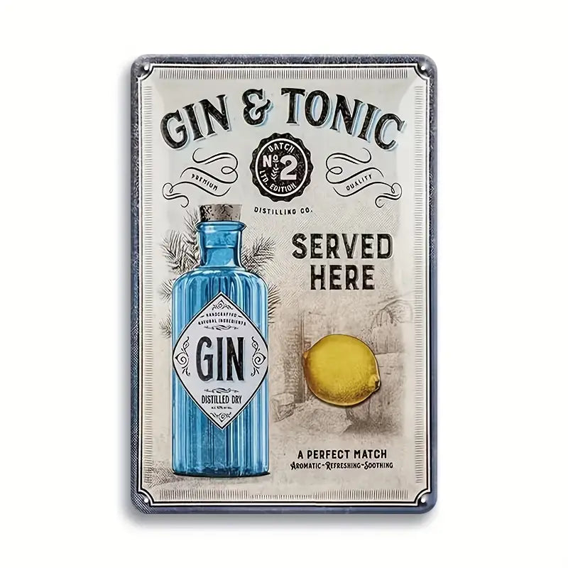 Gin And Tonic Sign Metal Tin Plate Sign Poster