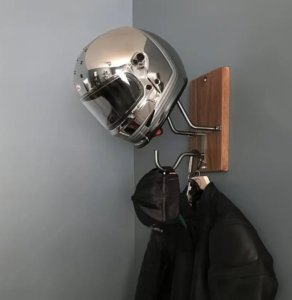 Wooden Motorbike Helmet Key Hat Coat Storage Hook