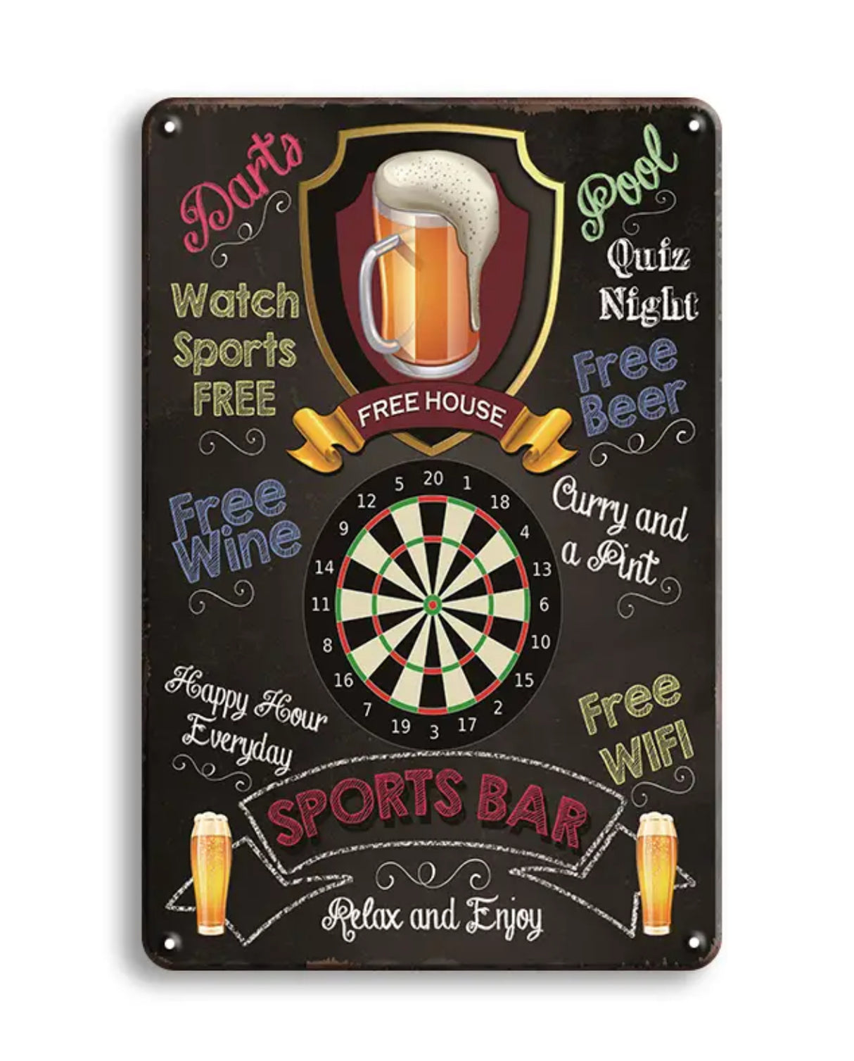 Sports Bar Darts Beer Metal Tin Sign