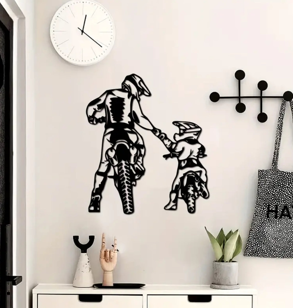 Father Son Motorbike Metal Wall Art