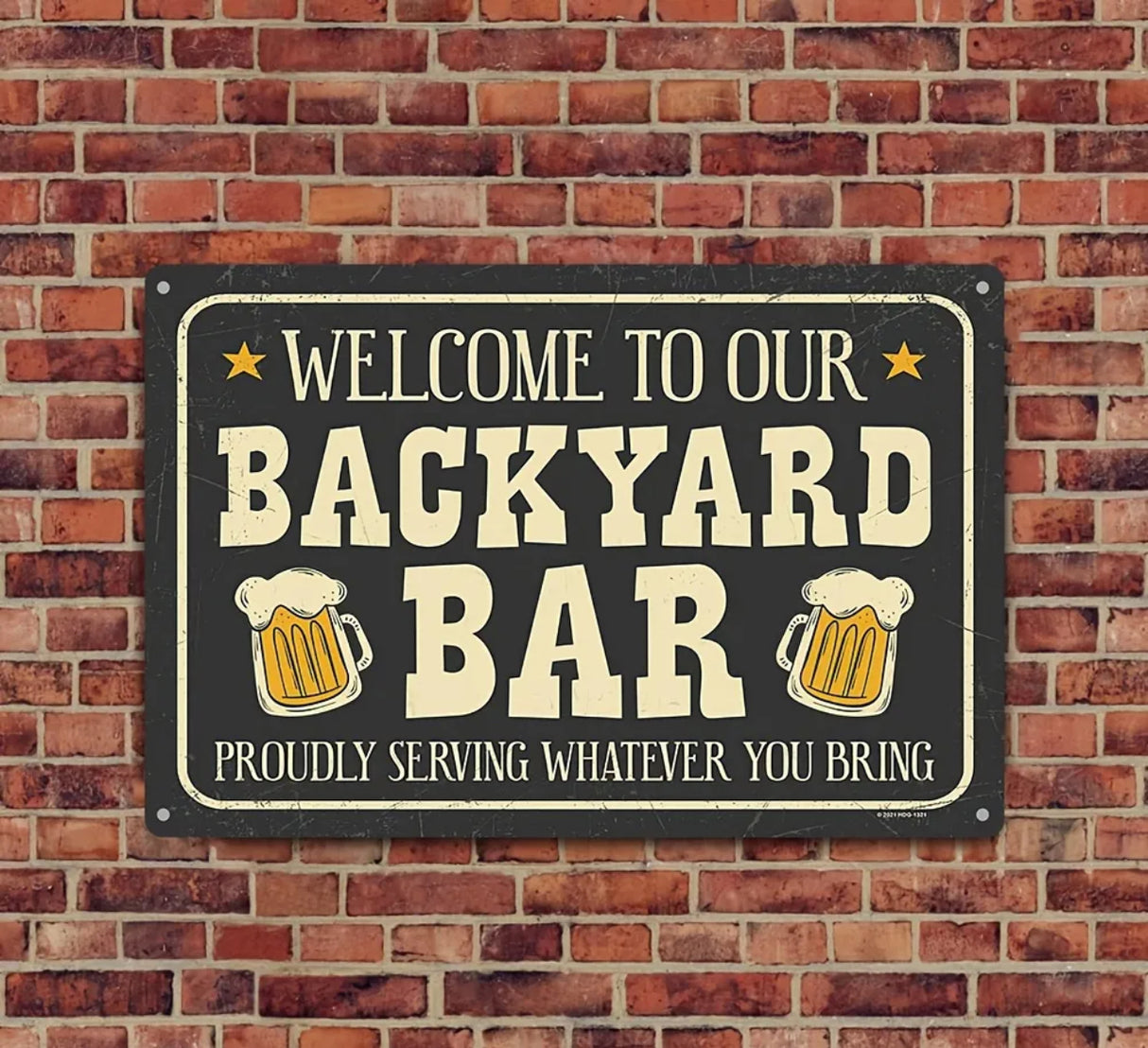 Backyard Bar Metal Tin Plate Sign Poster