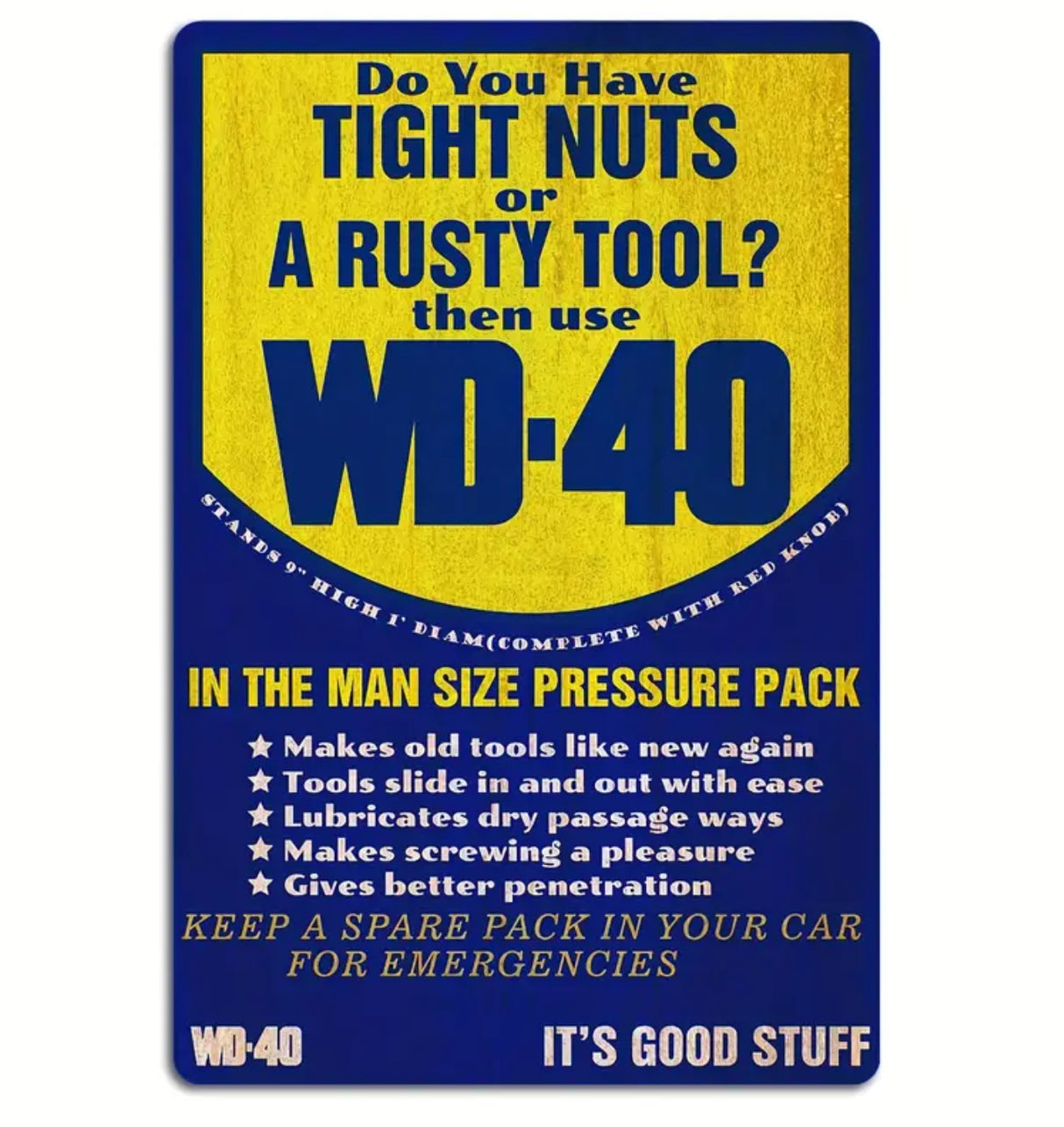 WD-40 Metal Tin Plate Sign Poster