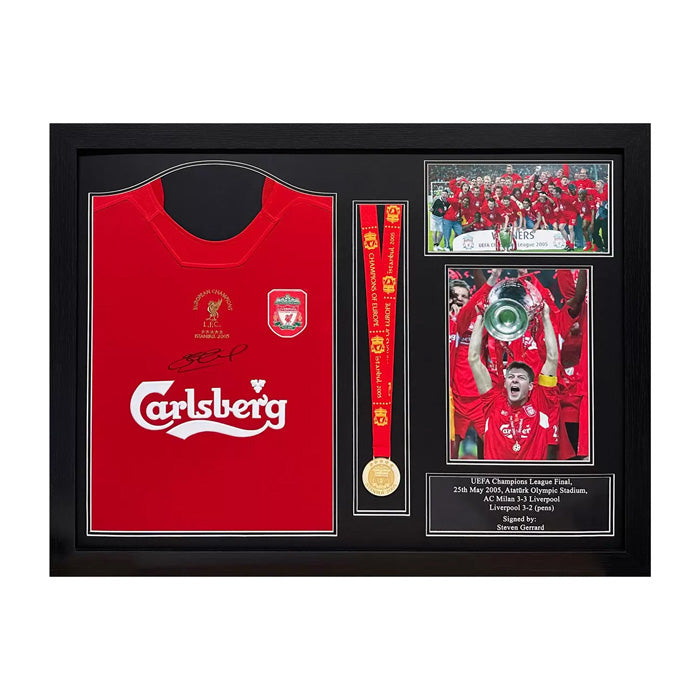 Steven Gerrard Signed Framed Liverpool 2005 Champions League Final Shirt with Medal